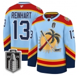 Men's Florida Panthers #13 Sam Reinhart Blue 2025 Stanley Cup Final Premium Stitched NHL Hockey Jersey