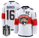 Men's Florida Panthers #16 Aleksander Barkov White 2025 Stanley Cup Final Premium Stitched NHL Hockey Jersey