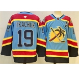Men's Florida Panthers #19 Matthew Tkachuk Blue 2024-25 Reverse Retro With A Patch Stitched Hockey Jersey