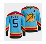 Men's Florida Panthers #5 Aaron Ekblad Blue 2022 Reverse Retro Stitched Jersey