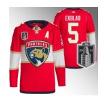 Men's Florida Panthers #5 Aaron Ekblad Red 2023 Stanley Cup Final Stitched Jersey