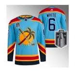 Men's Florida Panthers #6 Colin White Blue 2023 Stanley Cup Final Reverse Retro Stitched Jersey