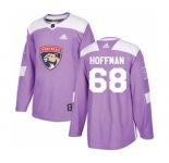 Men's Florida Panthers #68 Mike Hoffman Purple Fights Cancer Stitched Hockey Jersey