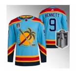 Men's Florida Panthers #9 Sam Bennett Blue 2023 Stanley Cup Final Reverse Retro Stitched Jersey