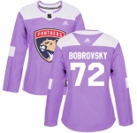 Panthers #72 Sergei Bobrovsky Purple Authentic Fights Cancer Women's Stitched Hockey Jersey