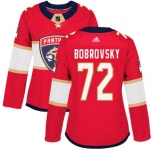 Panthers #72 Sergei Bobrovsky Red Home Authentic Women's Stitched Hockey Jersey