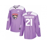 Youth Adidas Florida Panthers #21 Vincent Trocheck Purple Authentic Fights Cancer Stitched NHL Jersey