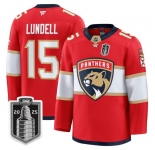 Youth Florida Panthers #15 Anton Lundell White 2025 Stanley Cup Final Premium Stitched NHL Hockey Jersey