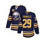 Men Adidas Buffalo Sabres #29 Jason Pominville Navy Blue Home Authentic Stitched NHL Jersey