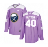 Men's Adidas Buffalo Sabres #40 Carter Hutton Authentic Purple Fights Cancer Practice NHL Jersey
