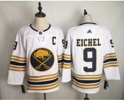 Men's Adidas Buffalo Sabres #9 Jack Eichel Authentic White 50th anniversary NHL Jersey