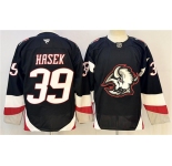 Men's Buffalo Sabres #39 Dominik Hasek Black 2024-25 Alternate Stitched Hockey Jersey