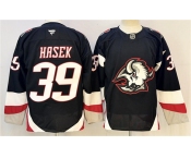 Men's Buffalo Sabres #39 Dominik Hasek Black 2024-25 Alternate Stitched Hockey Jersey