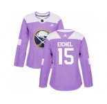 Women Adidas Buffalo Sabres #15 Jack Eichel Purple Authentic Fights Cancer Stitched NHL Jersey