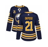 Women Adidas Buffalo Sabres #21 Kyle Okposo Navy Blue Home Authentic Stitched NHL Jersey