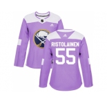 Women Adidas Buffalo Sabres #55 Rasmus Ristolainen Purple Authentic Fights Cancer Stitched NHL Jersey