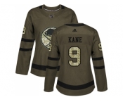 Women Adidas Buffalo Sabres #9 Evander Kane Green Salute to Service Stitched NHL Jersey