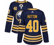 Women's Adidas Buffalo Sabres #40 Carter Hutton Premier Navy Blue Home NHL Jersey