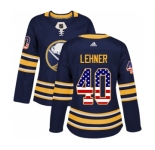 Women's Adidas Buffalo Sabres #40 Robin Lehner Authentic Navy Blue USA Flag Fashion NHL Jersey