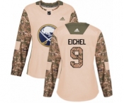 Women's Adidas Buffalo Sabres #9 Jack Eichel Authentic Camo Veterans Day Practice NHL Jersey