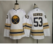 Women's Buffalo Sabres #53 Jeff Skinner White With Gold 50th Anniversary Adidas Stitched NHL Jersey