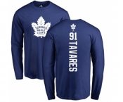 NHL Adidas Toronto Maple Leafs #91 John Tavares Royal Blue Backer Long Sleeve T-Shirt