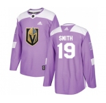 Adidas Vegas Golden Knights #19 Reilly Smith Authentic Purple Fights Cancer Practice NHL Jersey