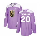 Adidas Vegas Golden Knights #20 Paul Thompson Authentic Purple Fights Cancer Practice NHL Jersey