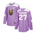 Adidas Vegas Golden Knights #27 Shea Theodore Authentic Purple Fights Cancer Practice NHL Jersey
