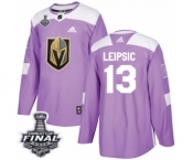 Men Adidas Vegas Golden Knights #13 Brendan Leipsic Authentic Purple Fights Cancer Practice 2018 Stanley Cup Final NHL Jersey