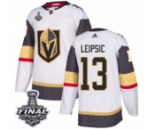Men Adidas Vegas Golden Knights #13 Brendan Leipsic Authentic White Away 2018 Stanley Cup Final NHL Jersey