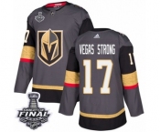 Men Adidas Vegas Golden Knights #17 Vegas Strong Authentic Gray Home 2018 Stanley Cup Final NHL Jersey