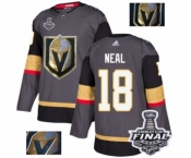 Men Adidas Vegas Golden Knights #18 James Neal Authentic Gray Fashion Gold 2018 Stanley Cup Final NHL Jersey