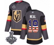 Men Adidas Vegas Golden Knights #18 James Neal Authentic Gray USA Flag Fashion 2018 Stanley Cup Final NHL Jersey
