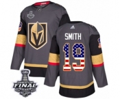 Men Adidas Vegas Golden Knights #19 Reilly Smith Authentic Gray USA Flag Fashion 2018 Stanley Cup Final NHL Jersey