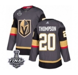 Men Adidas Vegas Golden Knights #20 Paul Thompson Authentic Gray Home 2018 Stanley Cup Final NHL Jersey