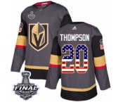 Men Adidas Vegas Golden Knights #20 Paul Thompson Authentic Gray USA Flag Fashion 2018 Stanley Cup Final NHL Jersey