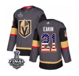 Men Adidas Vegas Golden Knights #21 Cody Eakin Authentic Gray USA Flag Fashion 2018 Stanley Cup Final NHL Jersey
