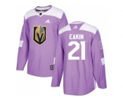 Men Adidas Vegas Golden Knights #21 Cody Eakin Purple Authentic Fights Cancer Stitched NHL Jersey