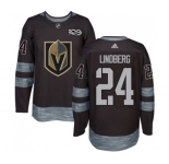 Men Adidas Vegas Golden Knights #24 Oscar Lindberg Authentic Black 1917-2017 100th Anniversary NHL Jersey