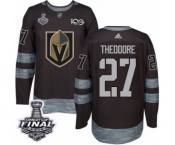 Men Adidas Vegas Golden Knights #27 Shea Theodore Authentic Black 1917-2017 100th Anniversary 2018 Stanley Cup Final NHL Jersey