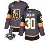 Men Adidas Vegas Golden Knights #30 Malcolm Subban Authentic Gray Home 2018 Stanley Cup Final NHL Jersey