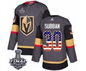 Men Adidas Vegas Golden Knights #30 Malcolm Subban Authentic Gray USA Flag Fashion 2018 Stanley Cup Final NHL Jersey