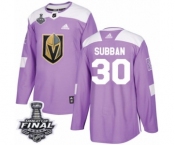 Men Adidas Vegas Golden Knights #30 Malcolm Subban Authentic Purple Fights Cancer Practice 2018 Stanley Cup Final NHL Jersey