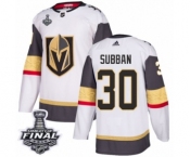 Men Adidas Vegas Golden Knights #30 Malcolm Subban Authentic White Away 2018 Stanley Cup Final NHL Jersey