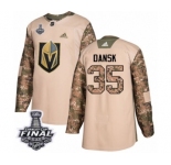 Men Adidas Vegas Golden Knights #35 Oscar Dansk Authentic Camo Veterans Day Practice 2018 Stanley Cup Final NHL Jersey