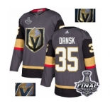Men Adidas Vegas Golden Knights #35 Oscar Dansk Authentic Gray Fashion Gold 2018 Stanley Cup Final NHL Jersey