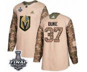 Men Adidas Vegas Golden Knights #37 Reid Duke Authentic Camo Veterans Day Practice 2018 Stanley Cup Final NHL Jersey