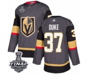 Men Adidas Vegas Golden Knights #37 Reid Duke Premier Gray Home 2018 Stanley Cup Final NHL Jersey