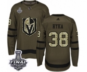 Men Adidas Vegas Golden Knights #38 Tomas Hyka Authentic Green Salute to Service 2018 Stanley Cup Final NHL Jersey